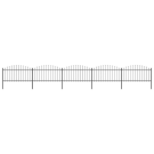 Garden Fence with Spear Top Steel 892.5x150 cm Black