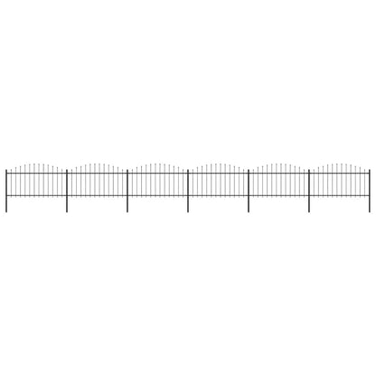 Garden Fence with Spear Top Steel 1070x150 cm Black