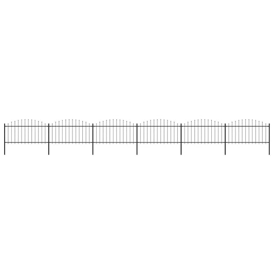 Garden Fence with Spear Top Steel 1070x150 cm Black