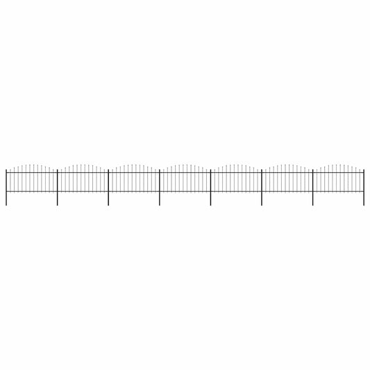 Garden Fence with Spear Top Steel 1248x150 cm Black