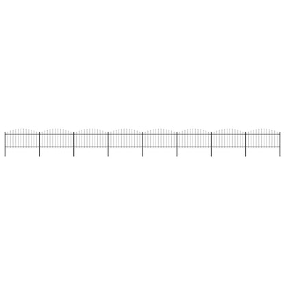 Garden Fence with Spear Top Steel 1426x150 cm Black