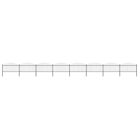 Garden Fence with Spear Top Steel 1426x150 cm Black