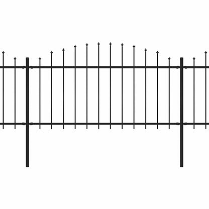 Garden Fence with Spear Top Steel 1426x150 cm Black
