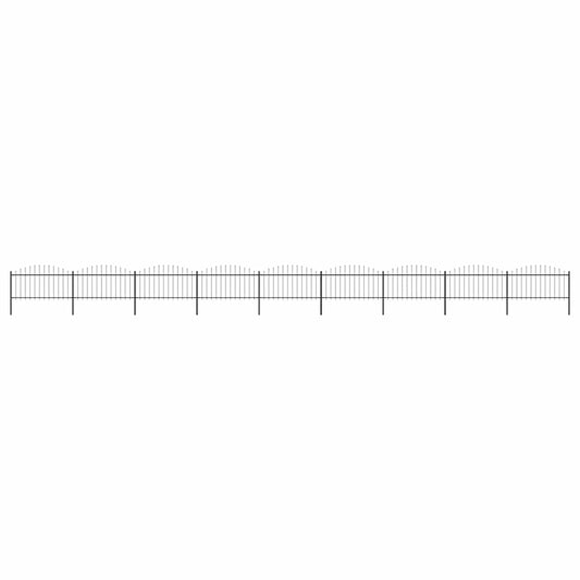 Garden Fence with Spear Top Steel 1603.5x150 cm Black