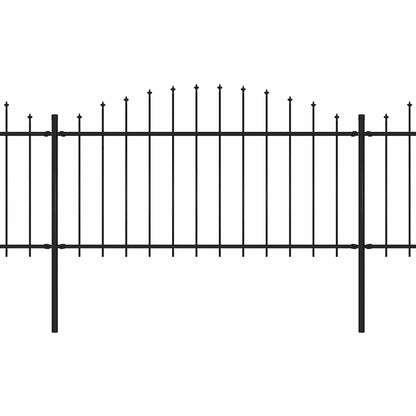 Garden Fence with Spear Top Steel 1603.5x150 cm Black