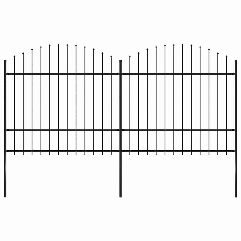Garden Fence with Spear Top Steel 359x175 cm Black