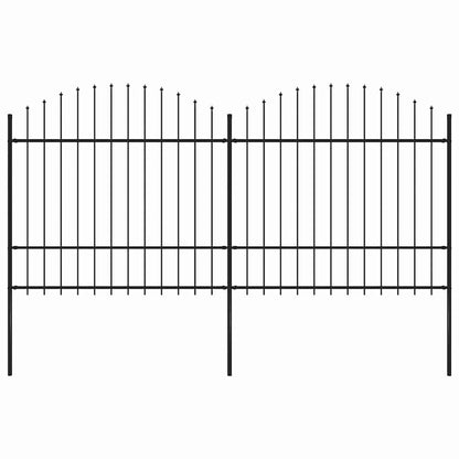 Garden Fence with Spear Top Steel 359x175 cm Black