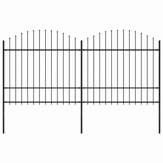 Garden Fence with Spear Top Steel 359x175 cm Black