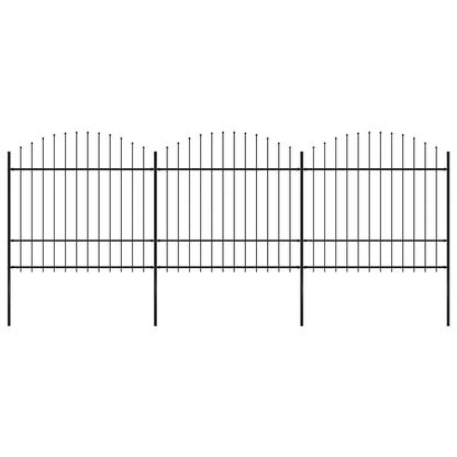 Garden Fence with Spear Top Steel 537x175 cm Black