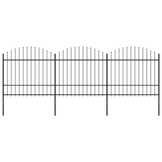 Garden Fence with Spear Top Steel 537x175 cm Black