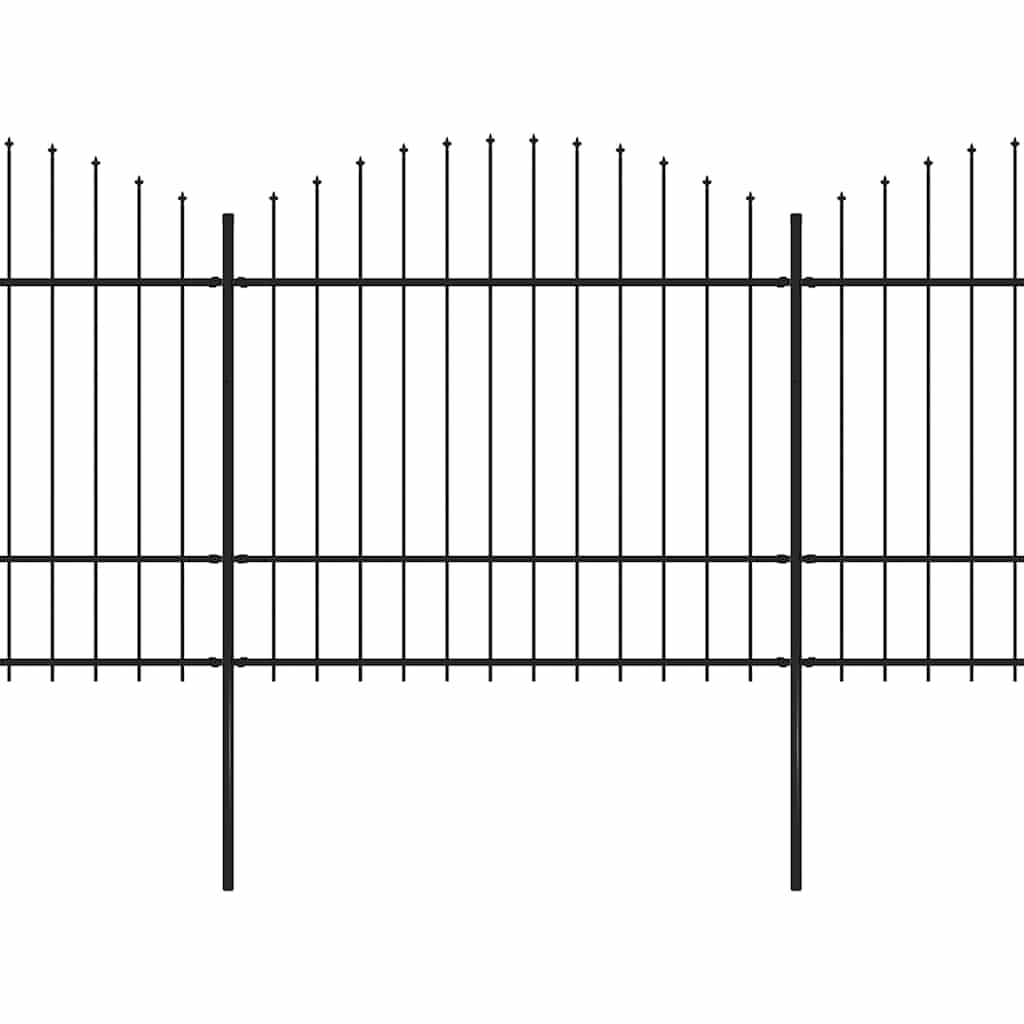 Garden Fence with Spear Top Steel 537x175 cm Black