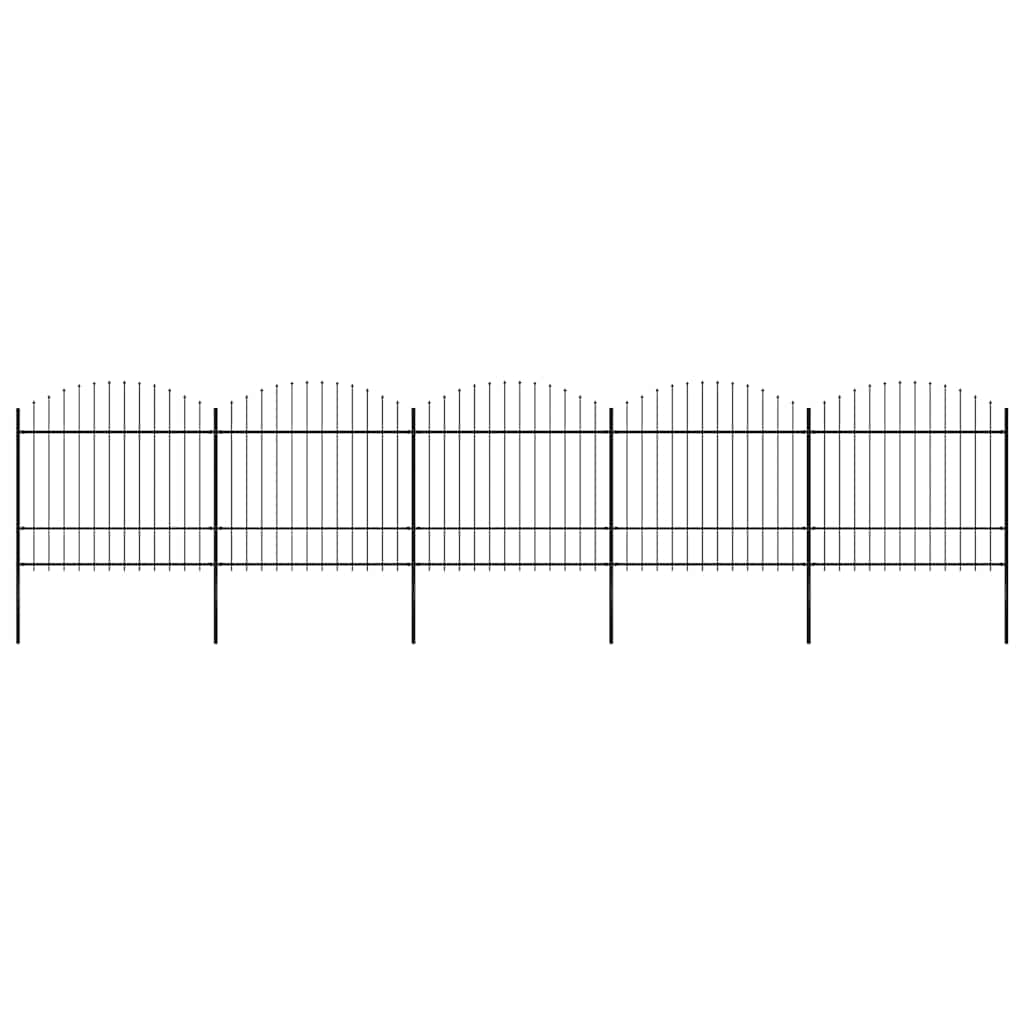 Garden Fence with Spear Top Steel 892.5x175 cm Black