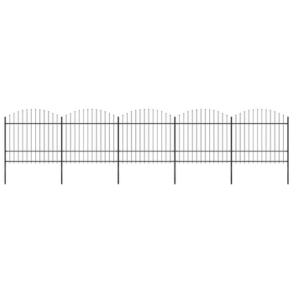 Garden Fence with Spear Top Steel 892.5x175 cm Black