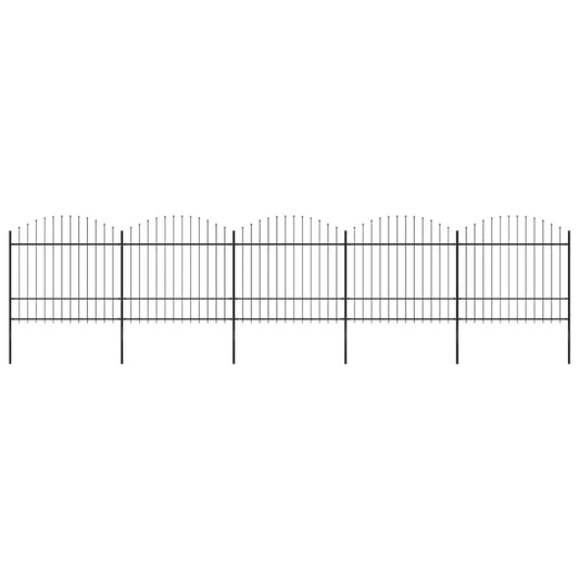 Garden Fence with Spear Top Steel 892.5x175 cm Black