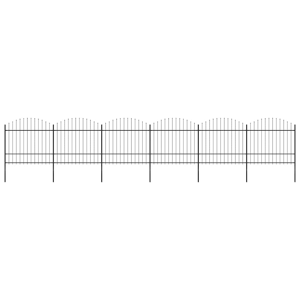 Garden Fence with Spear Top Steel 1070x175 cm Black