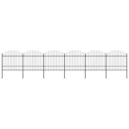 Garden Fence with Spear Top Steel 1070x175 cm Black