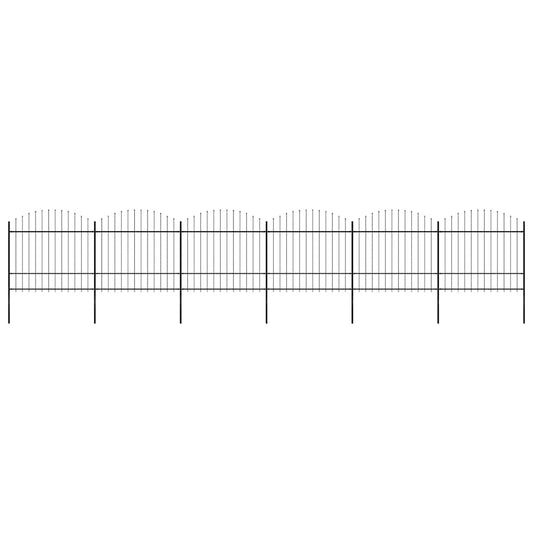 Garden Fence with Spear Top Steel 1070x175 cm Black