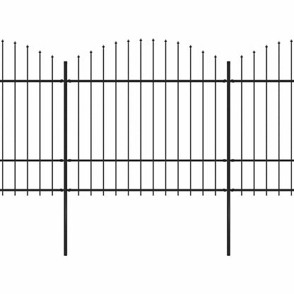 Garden Fence with Spear Top Steel 1070x175 cm Black