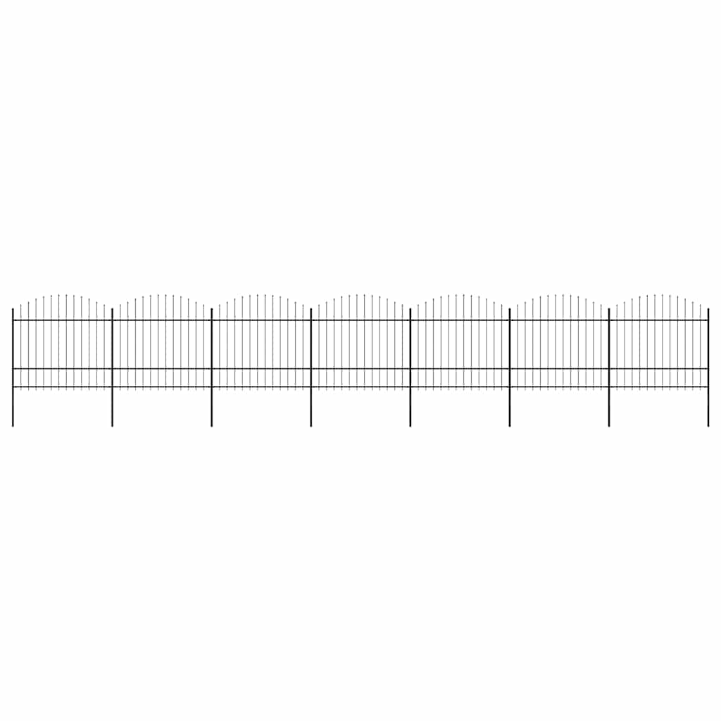 Garden Fence with Spear Top Steel 1248x175 cm Black