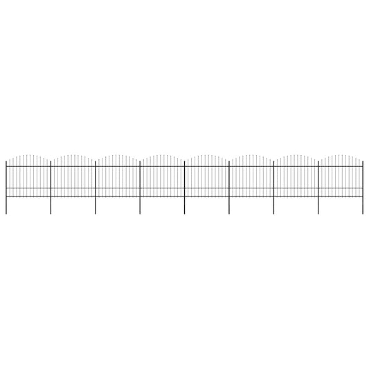 Garden Fence with Spear Top Steel 1426x175 cm Black