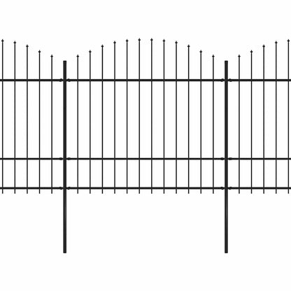 Garden Fence with Spear Top Steel 1426x175 cm Black