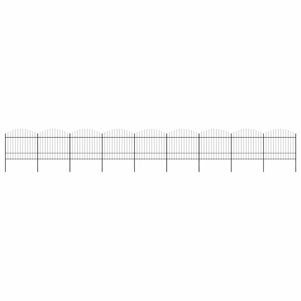 Garden Fence with Spear Top Steel (1.5-1.75)x15.3 m Black