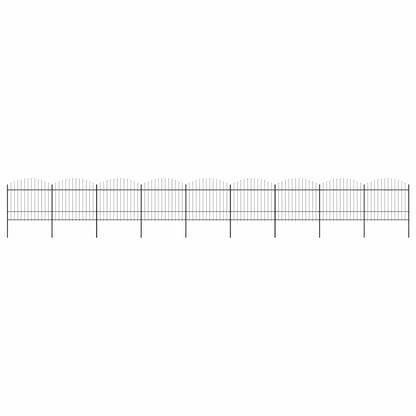 Garden Fence with Spear Top Steel (1.5-1.75)x15.3 m Black