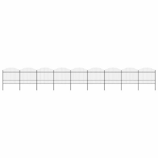 Garden Fence with Spear Top Steel (1.5-1.75)x15.3 m Black