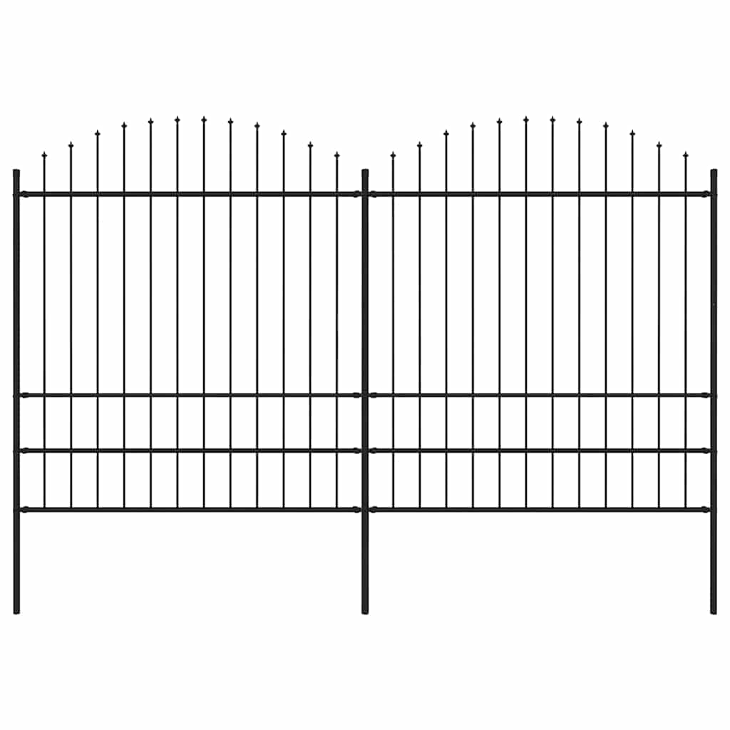 Garden Fence with Spear Top Steel 359x200 cm Black