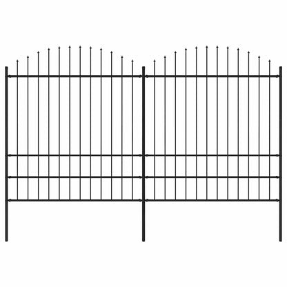 Garden Fence with Spear Top Steel 359x200 cm Black