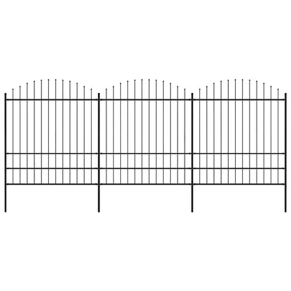 Garden Fence with Spear Top Steel 537x200 cm Black