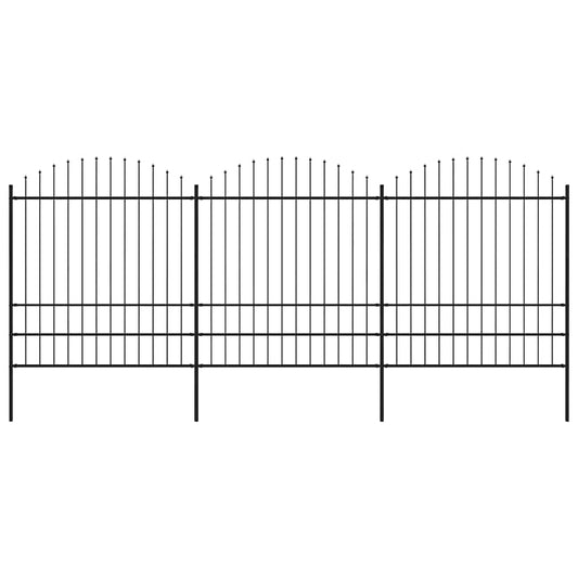 Garden Fence with Spear Top Steel 537x200 cm Black