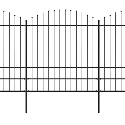 Garden Fence with Spear Top Steel 537x200 cm Black
