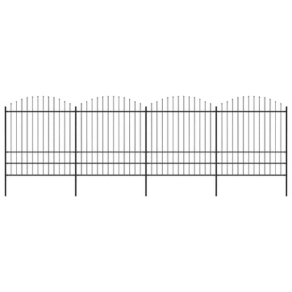 Garden Fence with Spear Top Steel 714.5x200 cm Black