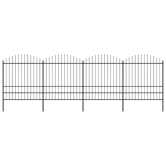 Garden Fence with Spear Top Steel 714.5x200 cm Black