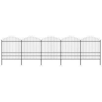 Garden Fence with Spear Top Steel 892.5x200 cm Black