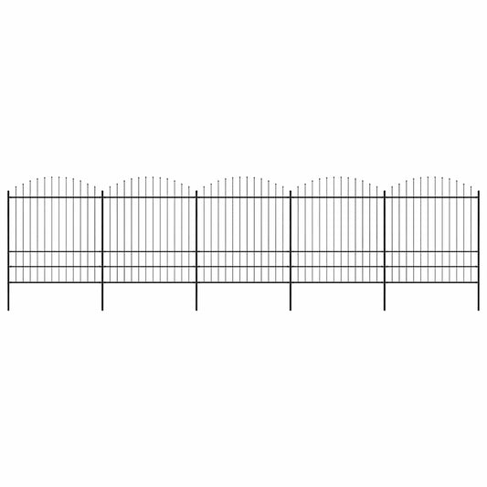 Garden Fence with Spear Top Steel 892.5x200 cm Black
