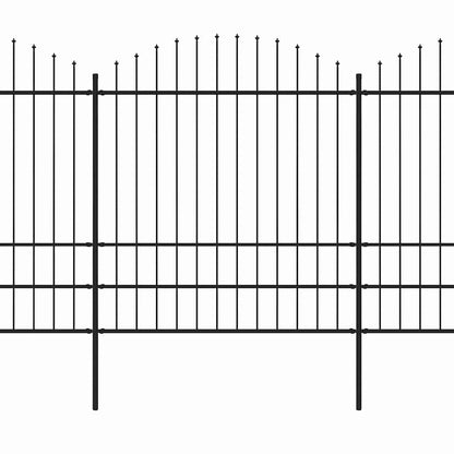 Garden Fence with Spear Top Steel 892.5x200 cm Black
