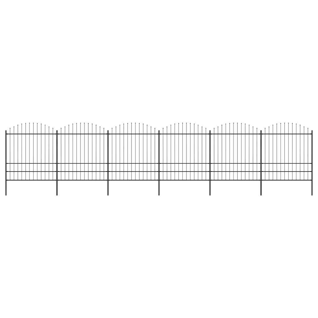 Garden Fence with Spear Top Steel 1070x200 cm Black