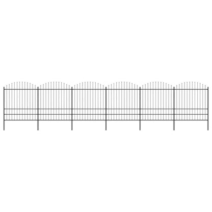 Garden Fence with Spear Top Steel 1070x200 cm Black