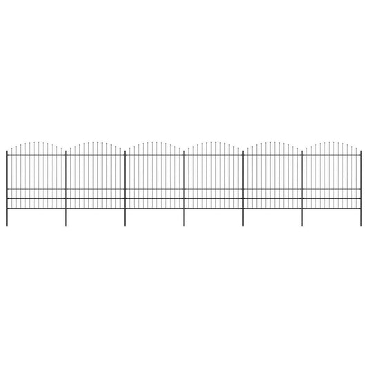 Garden Fence with Spear Top Steel 1070x200 cm Black