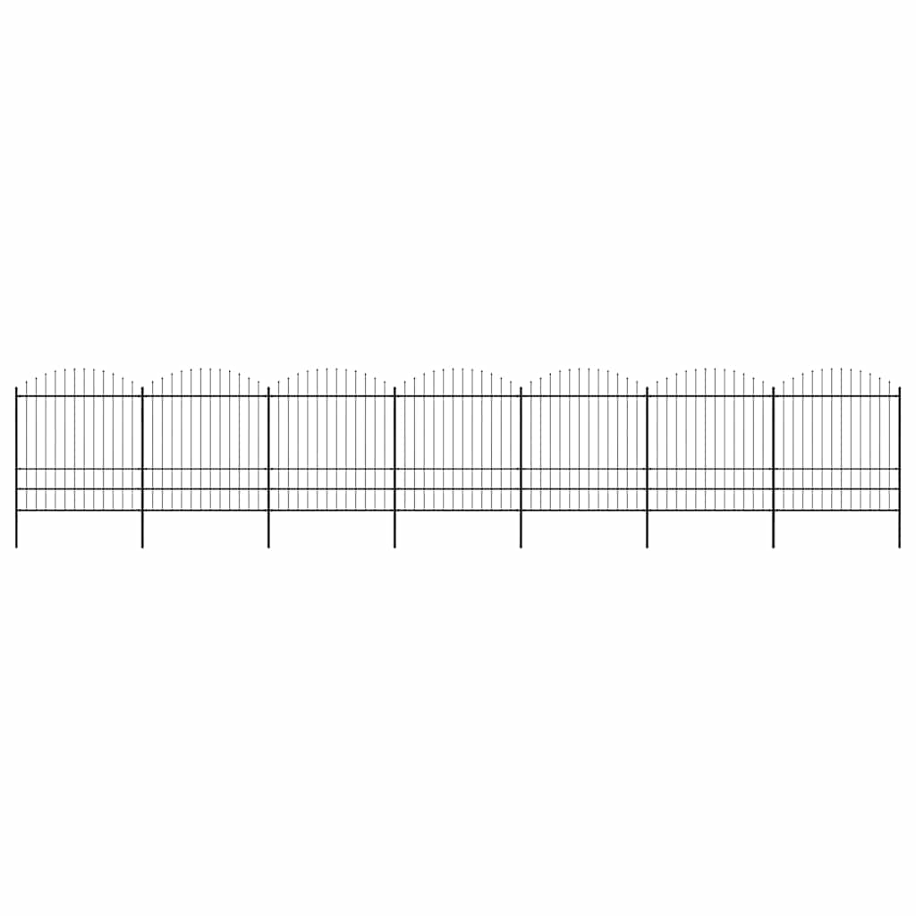 Garden Fence with Spear Top Steel 1248x200 cm Black