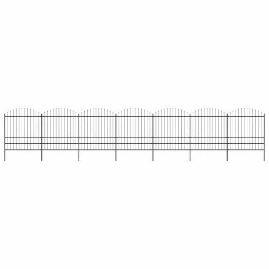 Garden Fence with Spear Top Steel 1248x200 cm Black