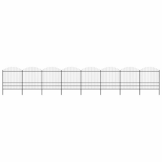 Garden Fence with Spear Top Steel 1426x200 cm Black