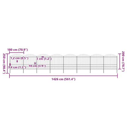 Garden Fence with Spear Top Steel 1426x200 cm Black