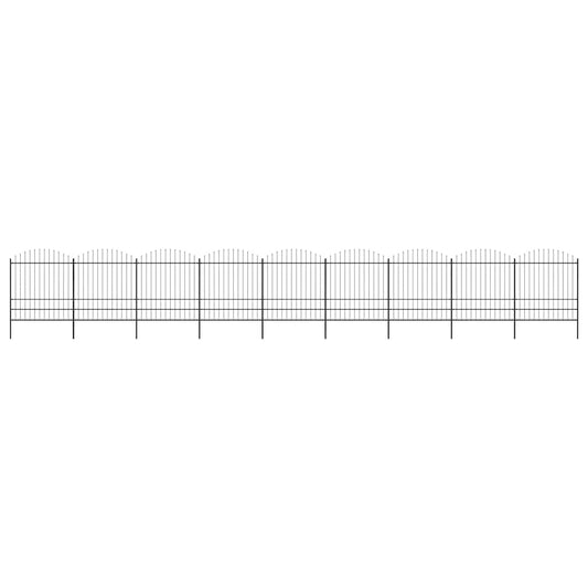Garden Fence with Spear Top Steel 1603.5x200 cm Black
