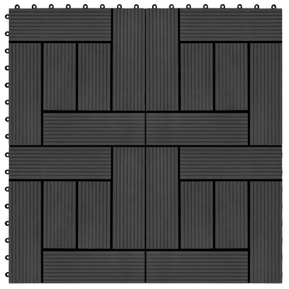 22 pcs Decking Tiles 30x30 cm 2 sqm WPC Black