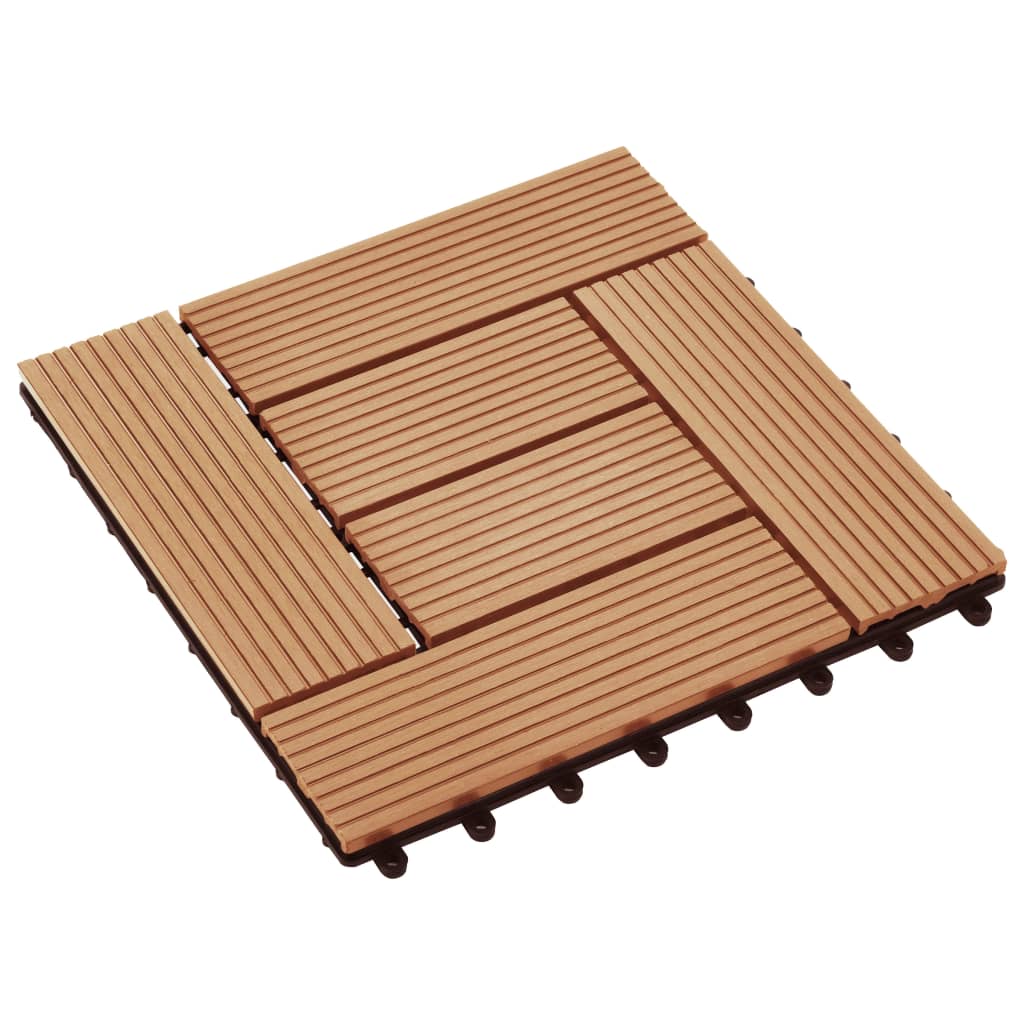 22 pcs Decking Tiles 30x30 cm 2 sqm WPC Teak Colour