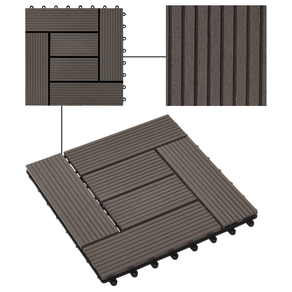22 pcs Decking Tiles 30x30 cm 2 sqm WPC Dark Brown