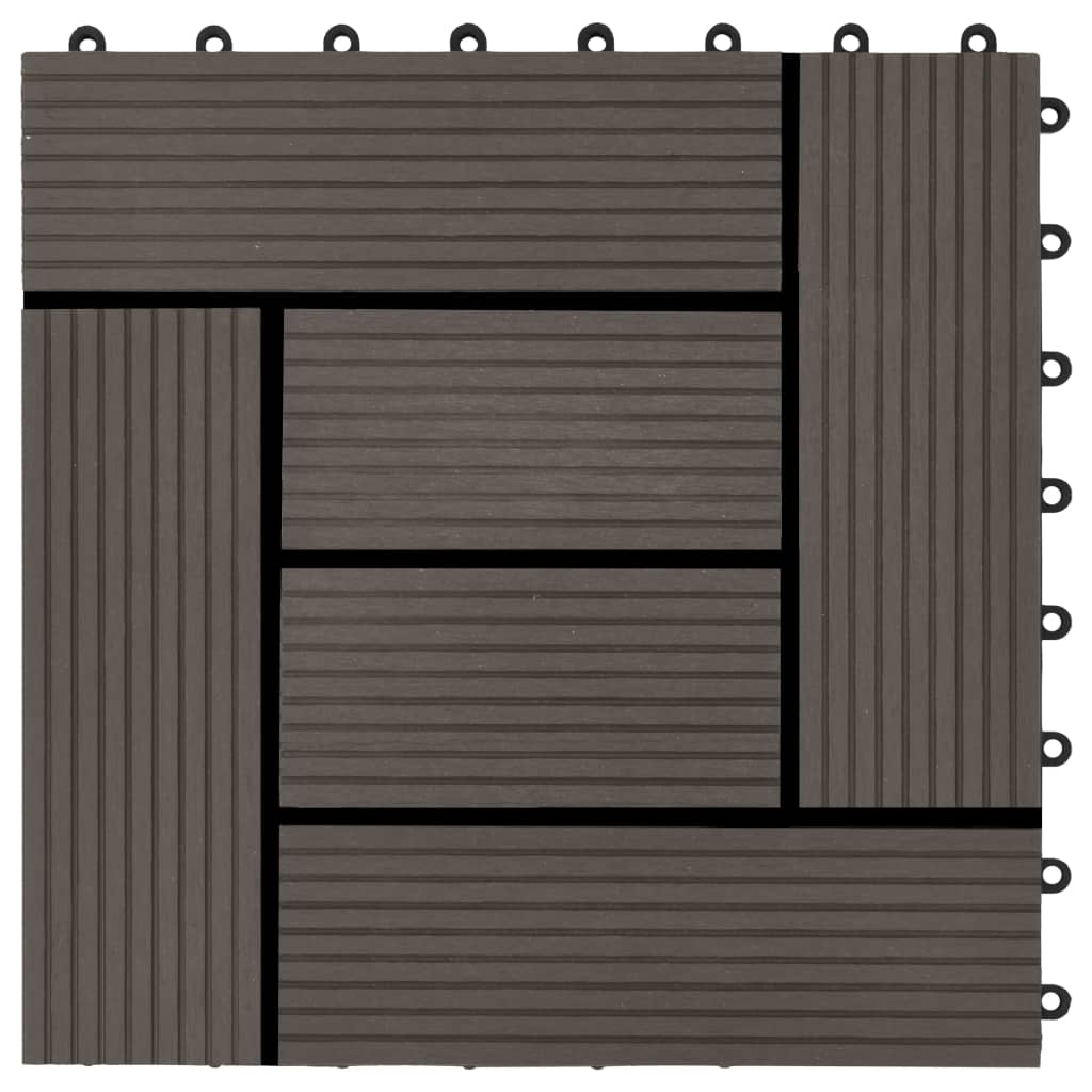 22 pcs Decking Tiles 30x30 cm 2 sqm WPC Dark Brown